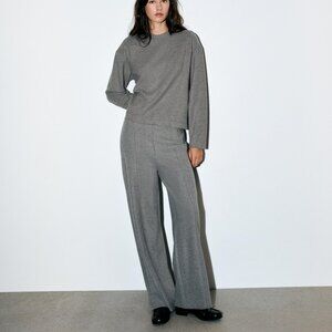 Zara Gray Wide Leg Pants Set